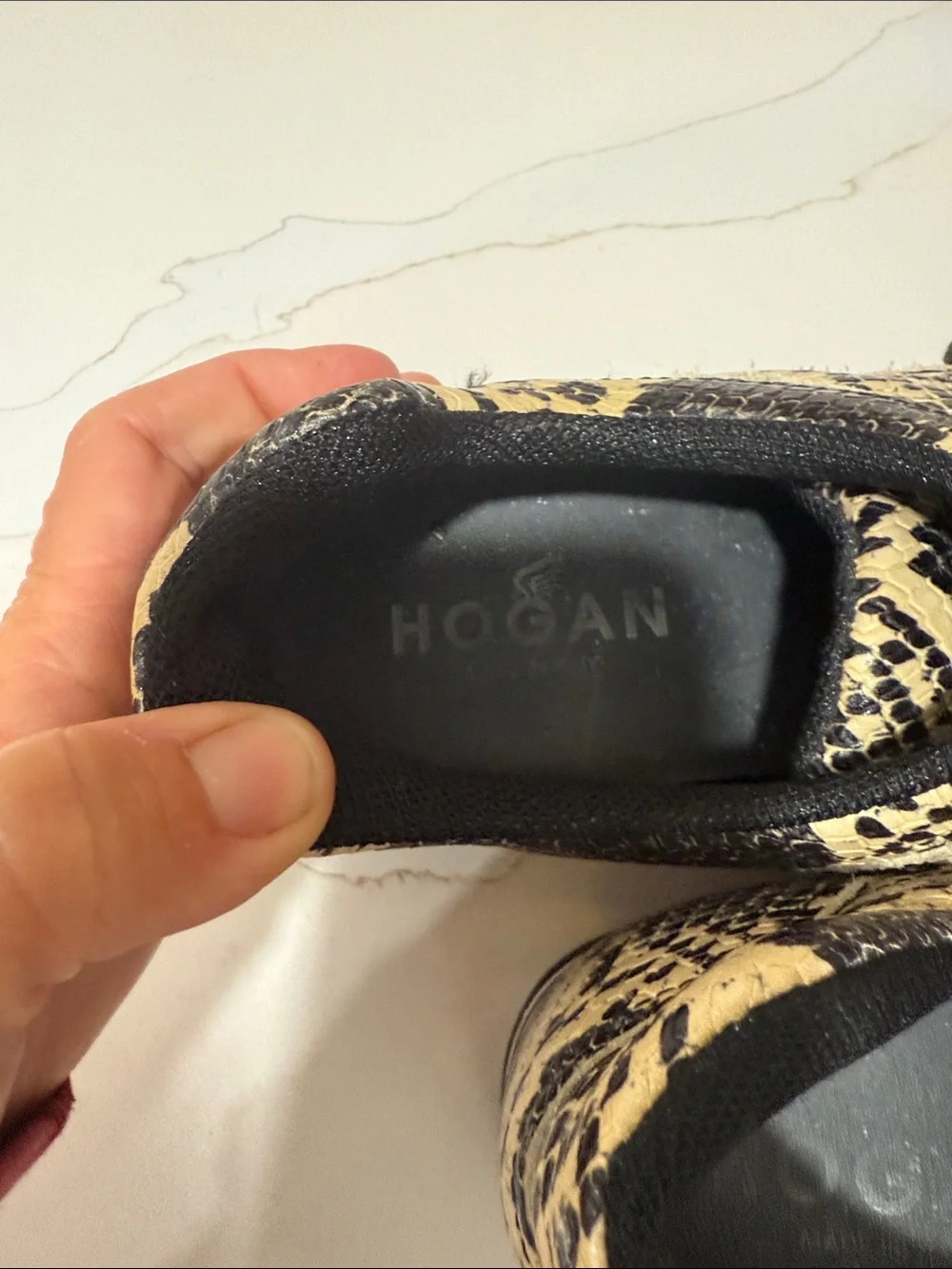 Hogan Maxi H222 snake-print platform leather sneakers 39